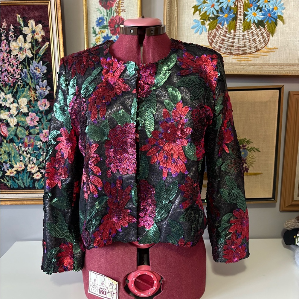 Floral Sequin Jacket. River Island
